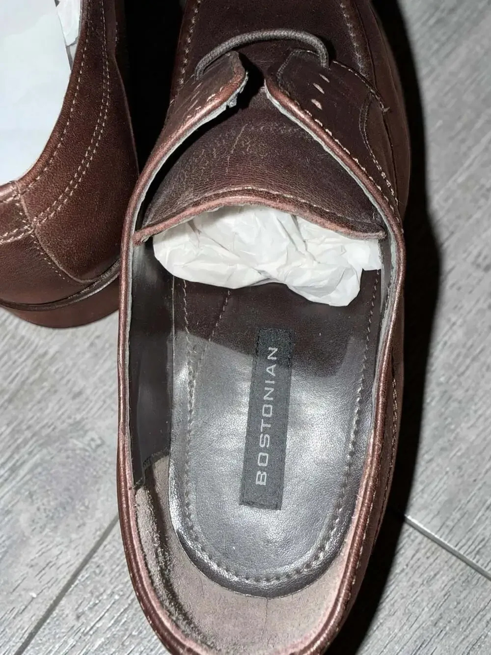 Bostonian Brown Leather Moc Toe Derby Dress Shoes size 8w